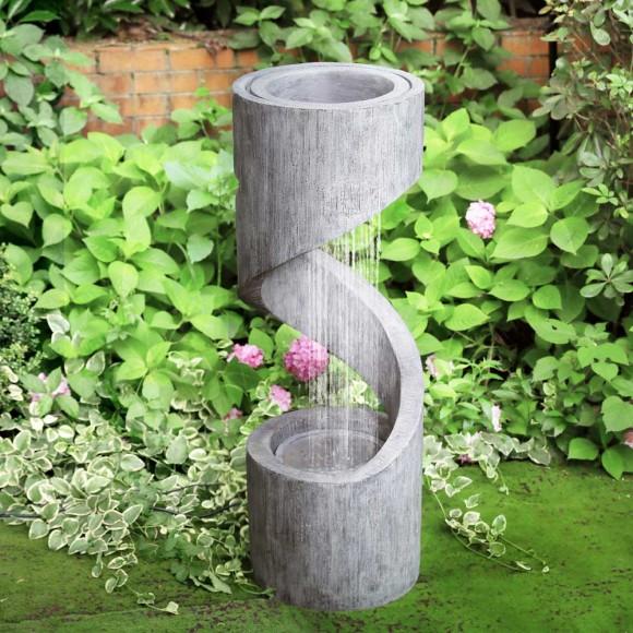 Glitzhome Glitzhome 40"H Oversized Curving Shaped Outdoor Polyresin Fountain With LED Light And Pump