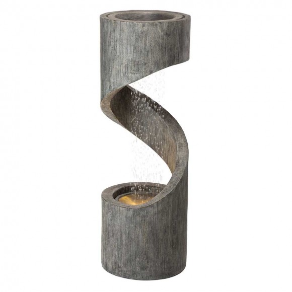 glitzhome Glitzhome 40"H Oversized Curving Shaped Outdoor Polyresin Fountain with LED Light and Pump