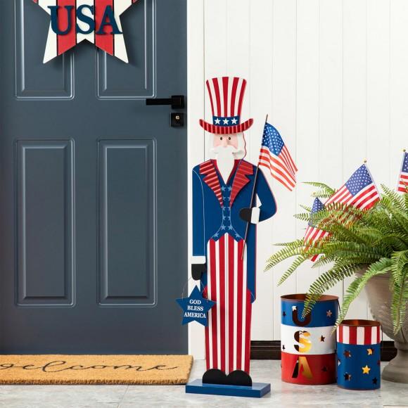 Glitzhome Glitzhome 40"H Patriotic/Americana Uncle Sam Porch Decor