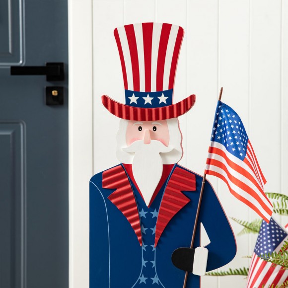 Glitzhome Glitzhome 40"H Patriotic/Americana Uncle Sam Porch Decor