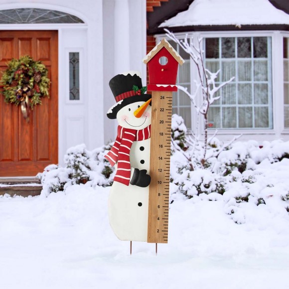 Glitzhome Glitzhome 40"H Snowman Snow Gauge Yard Stake Or Wall Décor (2 Functions)