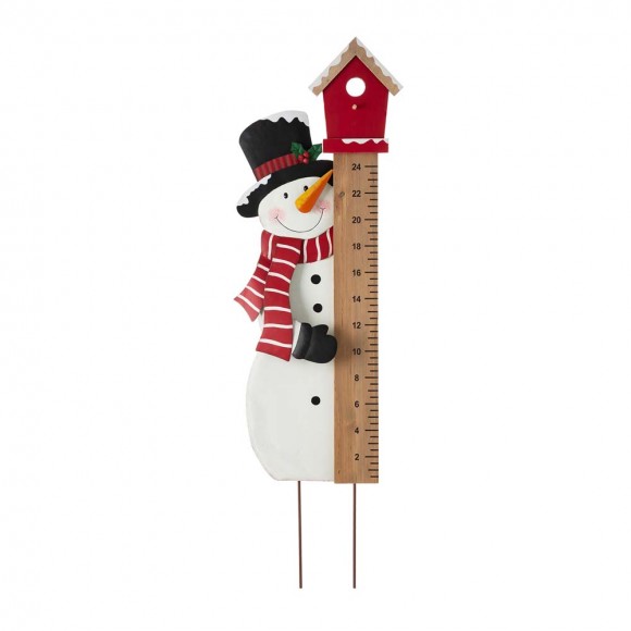 glitzhome Glitzhome 40"H Snowman Snow Gauge Yard Stake or Wall Décor (2 Functions)