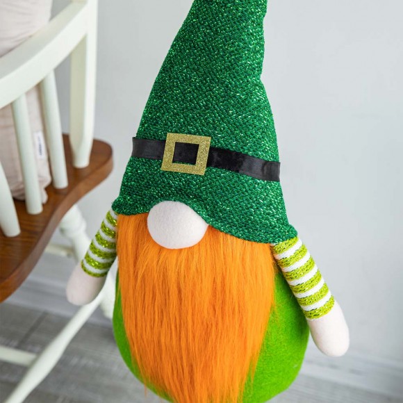 Glitzhome Glitzhome 40"H St. Patrick's Day Telescoped Fabric Gnome Standing Decor
