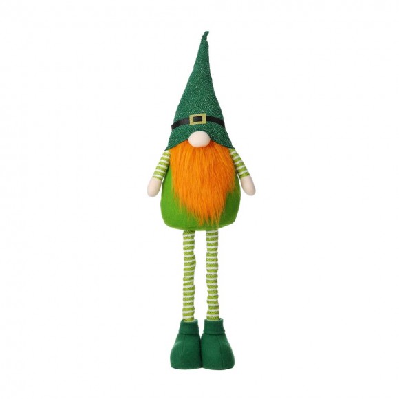 glitzhome Glitzhome 40"H St. Patrick's Day Telescoped Fabric Gnome Standing Decor