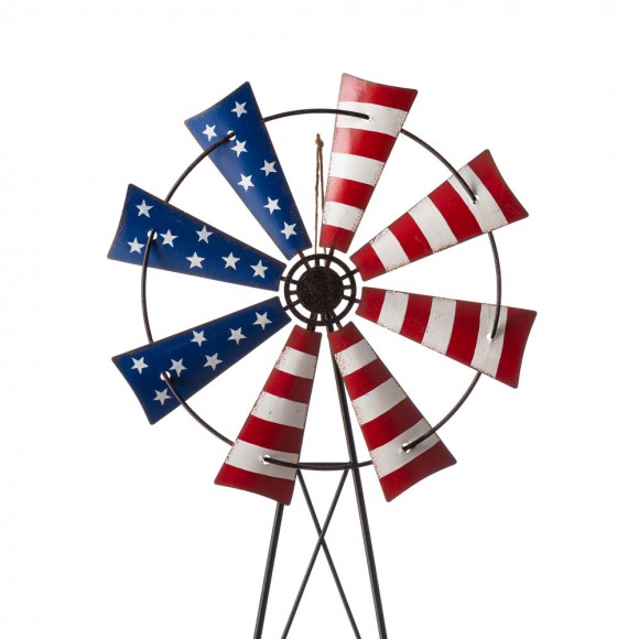 Glitzhome Glitzhome 41.25"H Stars And Stripes Metal Wind Spinner Yard Stake Or Wall Décor
