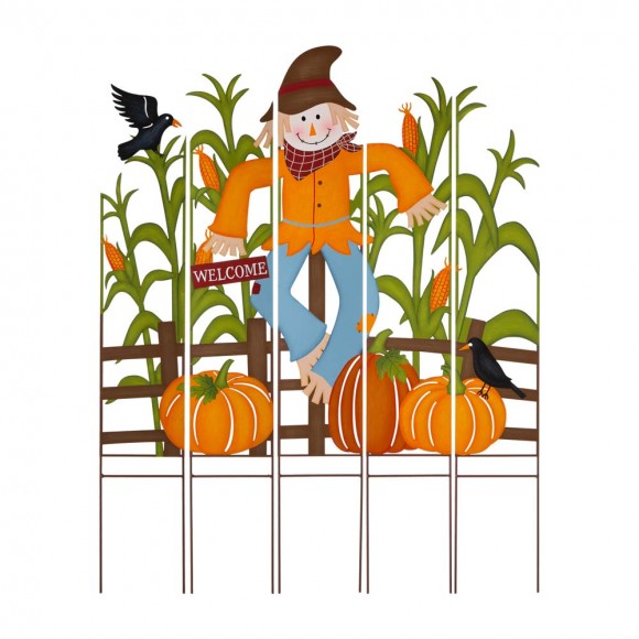 glitzhome Glitzhome 41.5"H Fall Metal Scarecrow & Corns Combo Yard Stake