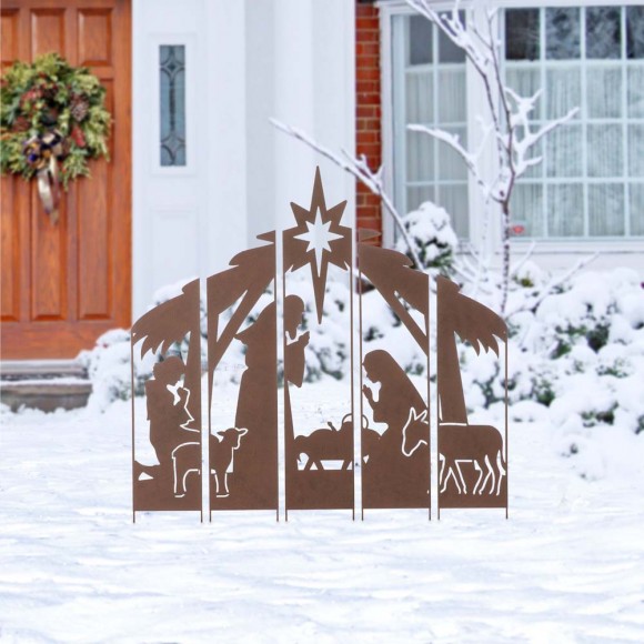 Glitzhome Glitzhome 41.5"H Metal Nativity Combo Yard Stake