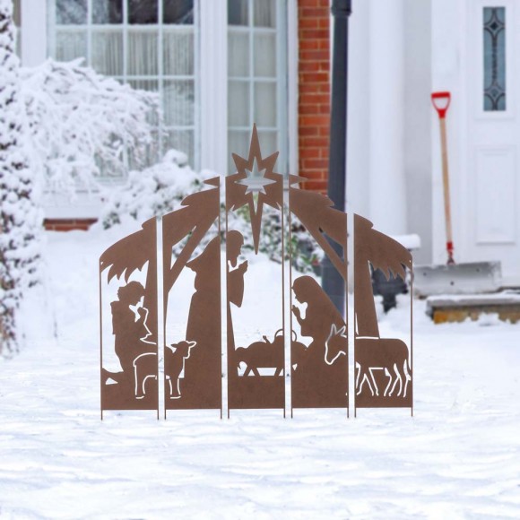 Glitzhome Glitzhome 41.5"H Metal Nativity Combo Yard Stake