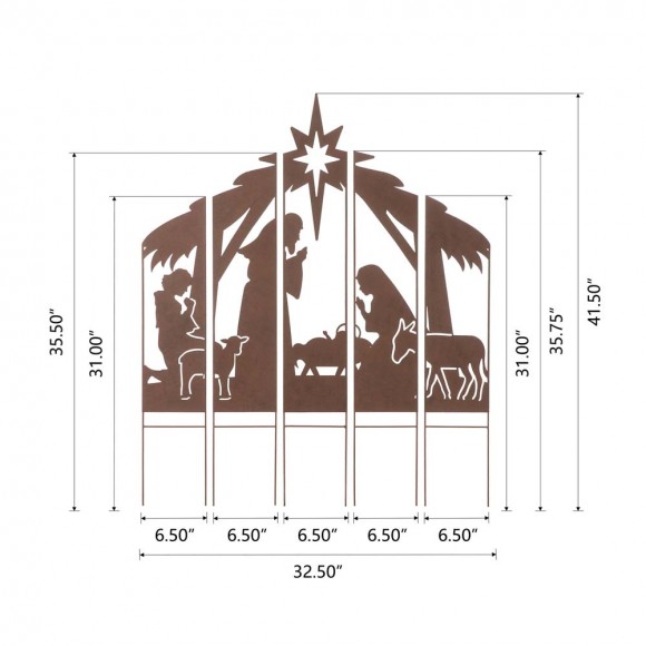 Glitzhome Glitzhome 41.5"H Metal Nativity Combo Yard Stake
