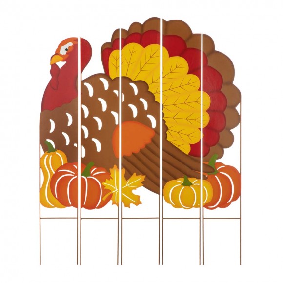 glitzhome Glitzhome 41.5"H Thanksgiving Metal Turkey Combo Yard Stake or Hanging Decor (Two function)