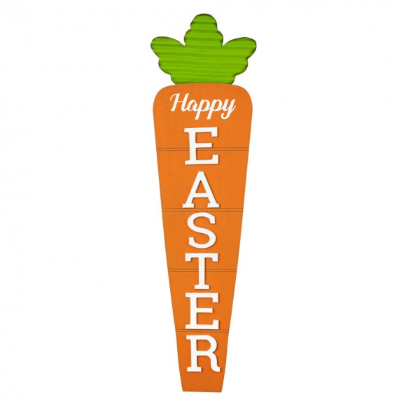 Glitzhome Glitzhome 41.5"H Wooden And Metal Carrot Happy Easter Porch Decor