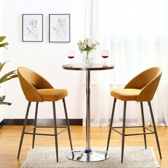 Glitzhome Glitzhome 41.75"H Bar Table With Walnut Top And Chrome Plated Base