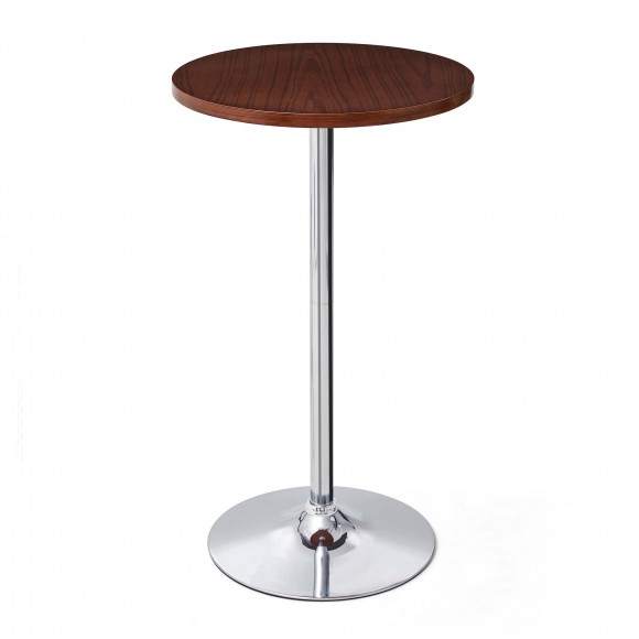 glitzhome Glitzhome 41.75"H Bar Table with Walnut Top and Chrome Plated Base