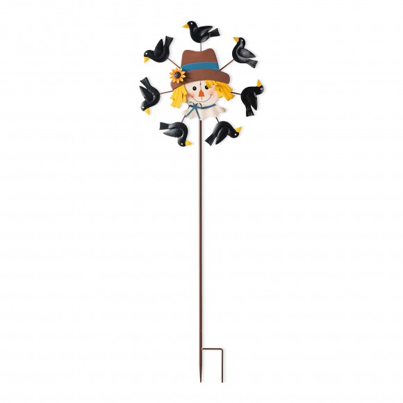 glitzhome Glitzhome 41.75"H Fall Metal Scarecrow Head with Crows Windmill Yard Stake or Hanging Decor (KD Two Function)