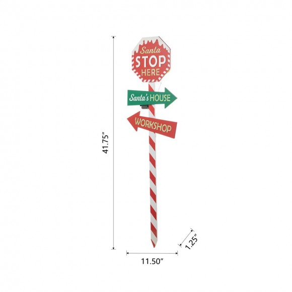 Glitzhome Glitzhome 41.75"H Lighted Wooden "Santa Stop Here" Yard Stake