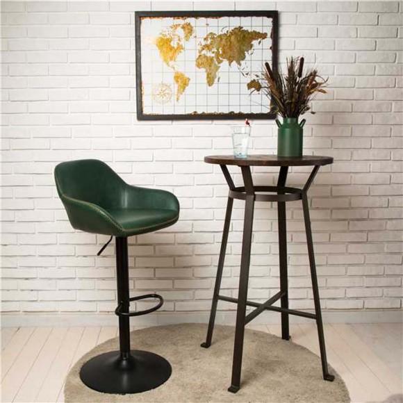 Glitzhome Glitzhome 41"H Rustic Steel Pub Bar Table With Elm Wood Top