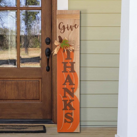 Glitzhome Glitzhome 42.00"H Thanksgiving Wooden Pumpkin Porch Sign Board