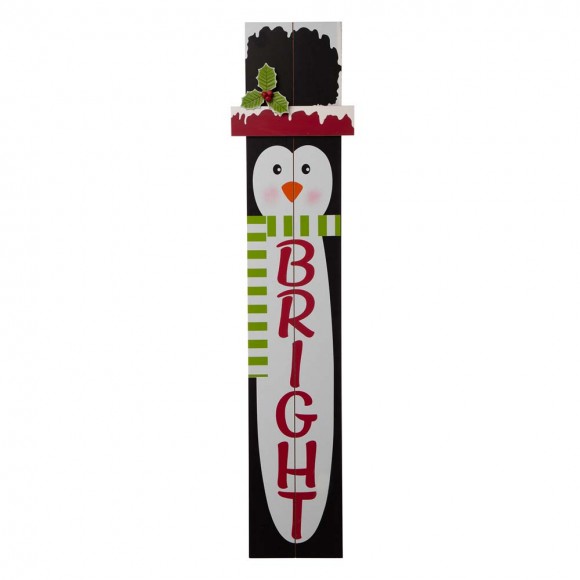 glitzhome Glitzhome 42.00"H Wooden Penguin Porch Sign - BRIGHT