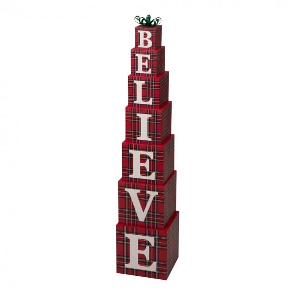glitzhome Glitzhome 42.13"H Wooden BELIEVE Double-edage Porch Decor