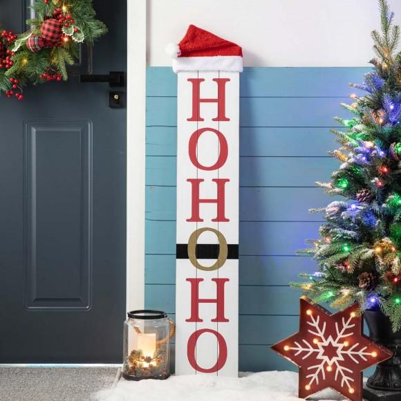 Glitzhome Glitzhome 42.25"H Wooden Reversible "WELCOME/HOHOHO" Snowman Porch Sign