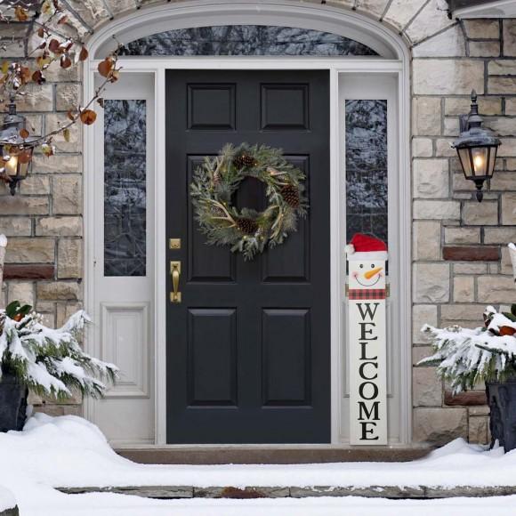 Glitzhome Glitzhome 42.25"H Wooden Reversible "WELCOME/HOHOHO" Snowman Porch Sign
