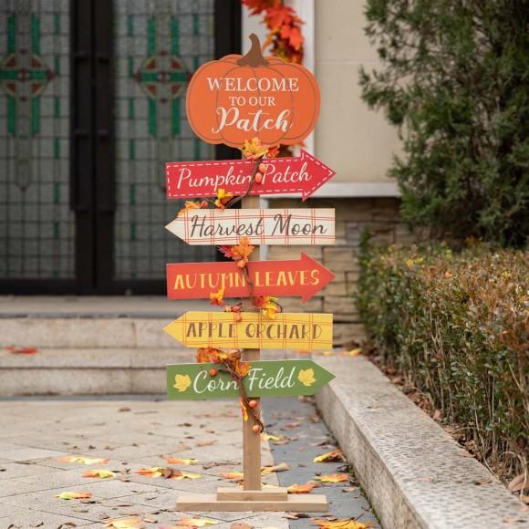 Glitzhome Glitzhome 42.5"H Fall Wooden Pumpkin Patch Porch Sign