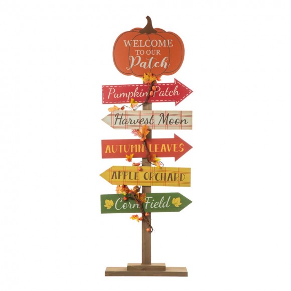 glitzhome Glitzhome 42.5"H Fall Wooden Pumpkin Patch Porch Sign