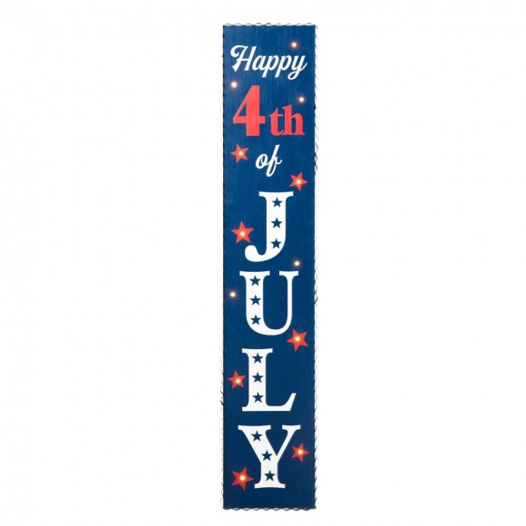 glitzhome Glitzhome 42.5"H July 4th Lighted Wooden Happy Porch Sign