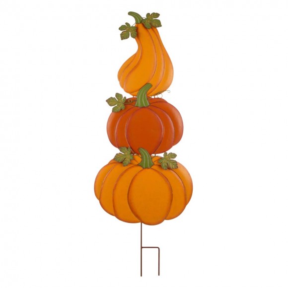 glitzhome Glitzhome 42"H 3 in 1 Metal Pumpkin Yard Stake or Hanging Decor