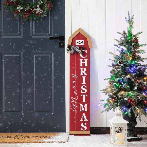 Glitzhome Glitzhome 42"H Christmas Wooden "Merry Christmas" House Shape Porch Sigh