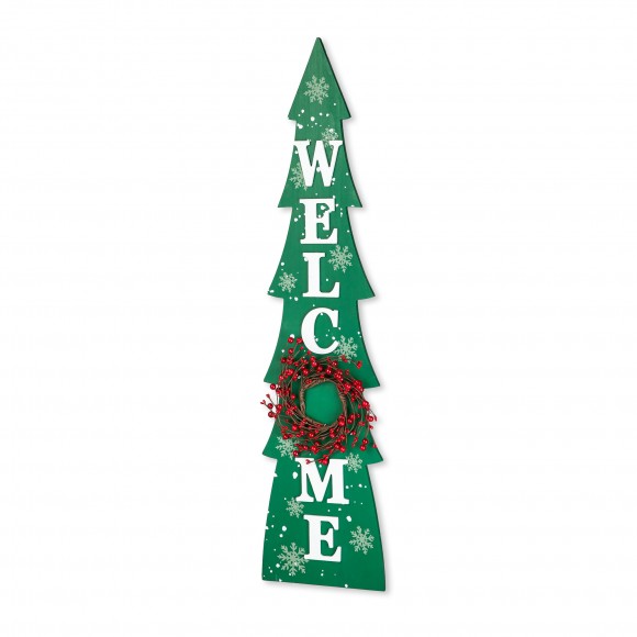 glitzhome Glitzhome 42"H Christmas Wooden "WELCOME" Christmas Tree Porch Sign