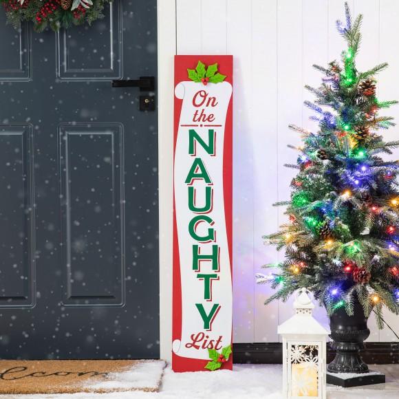Glitzhome Glitzhome 42"H Double Sided Christmas Wooden "On The NAUGHTY/NICE List" Porch Sign