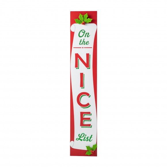 Glitzhome Glitzhome 42"H Double Sided Christmas Wooden "On The NAUGHTY/NICE List" Porch Sign