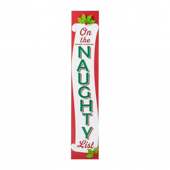 Glitzhome Glitzhome 42"H Double Sided Christmas Wooden "On The NAUGHTY/NICE List" Porch Sign