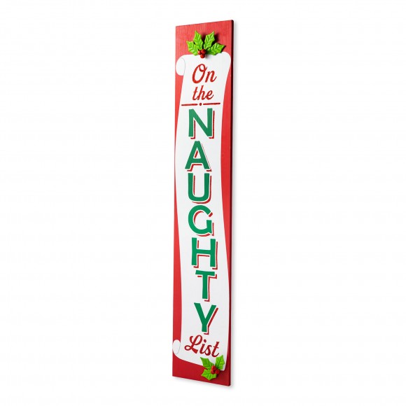 glitzhome Glitzhome 42"H Double Sided Christmas Wooden "On the NAUGHTY/NICE List" Porch Sign