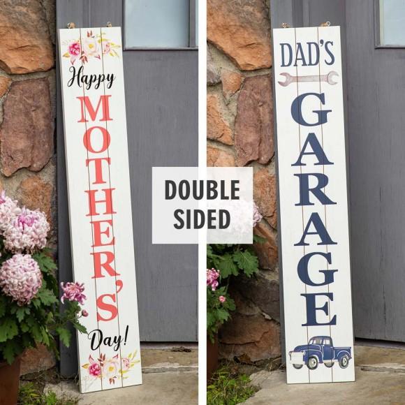 glitzhome Glitzhome 42"H Double Sided Wooden Porch Decor Mother's Day and Father's Day