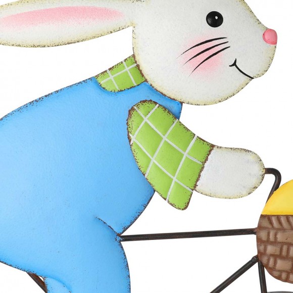 Glitzhome Glitzhome 42"H Easter Metal Bunny On Bicycle Yard Stake Or Wall Decor (Two Functions)