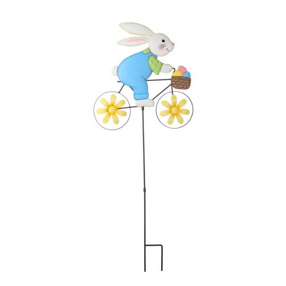 glitzhome Glitzhome 42"H Easter Metal Bunny on Bicycle Yard Stake or Wall Decor (Two Functions)
