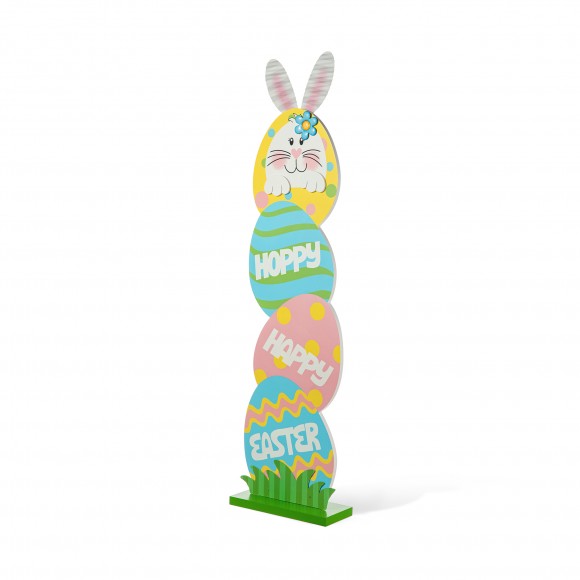 glitzhome Glitzhome 42"H Easter Wooden Bunny and Eggs Porch Decor(KD)