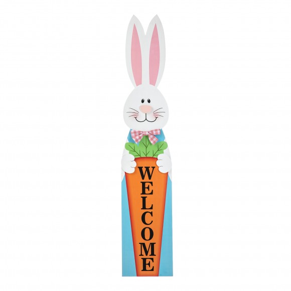 Glitzhome Glitzhome 42“H Easter Wooden Bunny Welcome Porch Sign