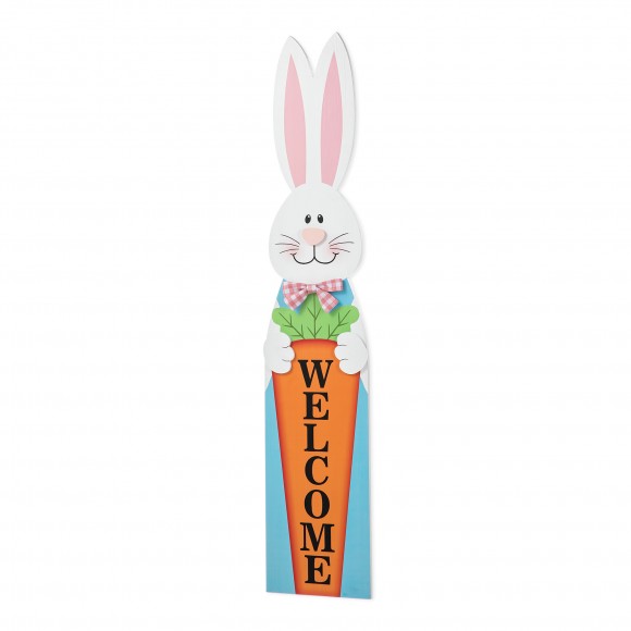 glitzhome Glitzhome 42“H Easter Wooden Bunny Welcome Porch Sign