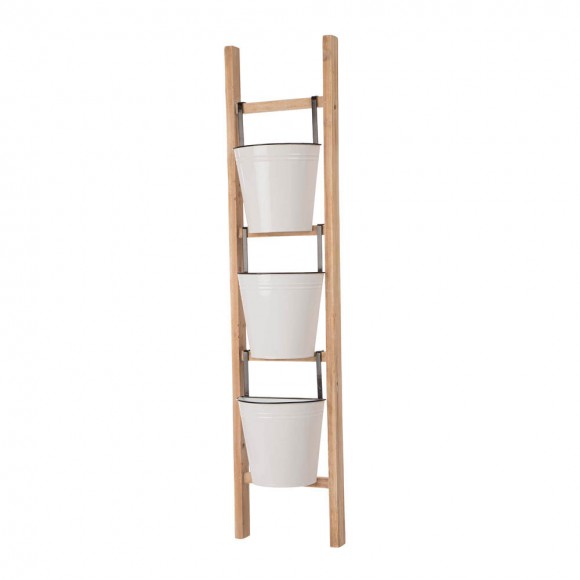 Glitzhome Glitzhome 42"H Enameled Metal/Wood 3-Tier Leaning Ladder Plant Stand