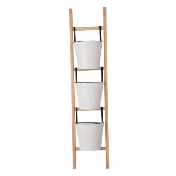 glitzhome Glitzhome 42"H Enameled Metal/Wood 3-Tier Leaning Ladder Plant Stand