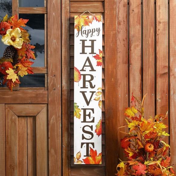 Glitzhome Glitzhome 42"H Fall Lighted Wooden "Happy HARVEST" Porch Board Sign
