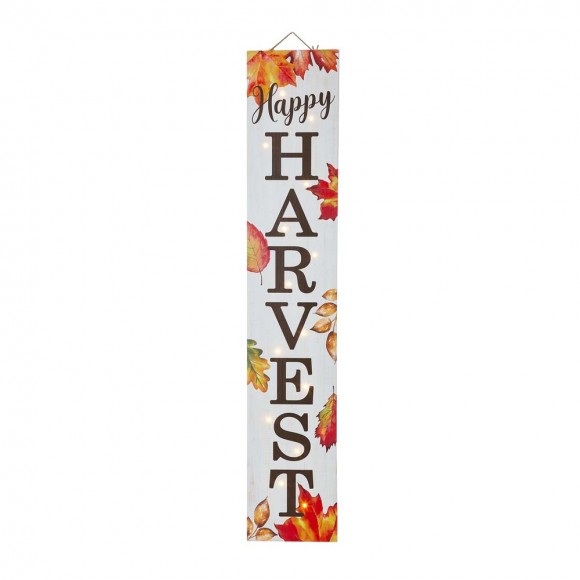 glitzhome Glitzhome 42"H Fall Lighted Wooden "Happy HARVEST" Porch Board Sign