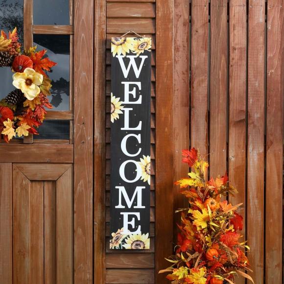 Glitzhome Glitzhome 42"H Fall Lighted Wooden "WELCOME" Porch Board Sign