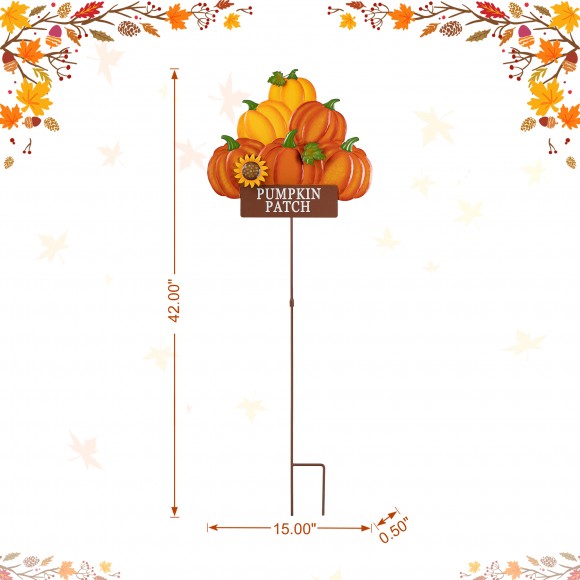 Glitzhome Glitzhome 42"H Fall Metal Pumpkins Stack Yard Stake(KD Two Function)