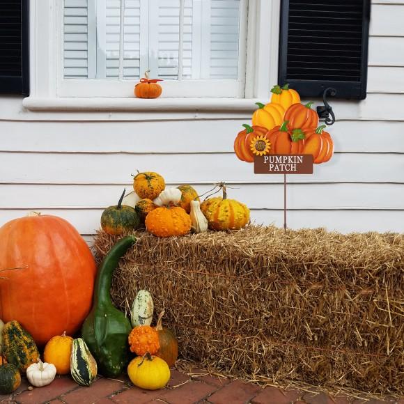 Glitzhome Glitzhome 42"H Fall Metal Pumpkins Stack Yard Stake(KD Two Function)