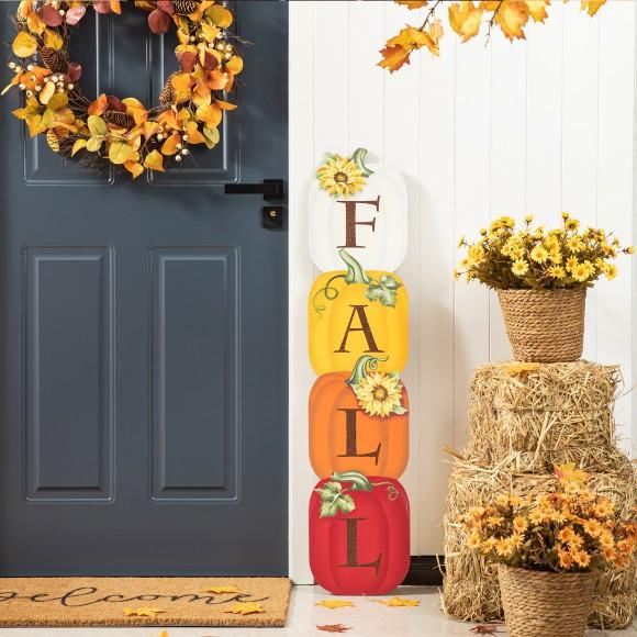 Glitzhome Glitzhome 42"H Fall Wood Stacked Pumpkin Porch Decor