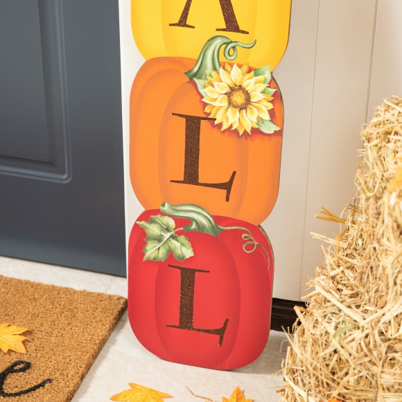 Glitzhome Glitzhome 42"H Fall Wood Stacked Pumpkin Porch Decor